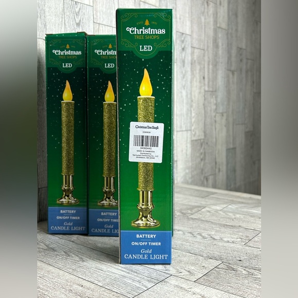 Christmas Tree Shop LED Battery On/Off Timer Gold Candle Light 4pk New - Picture 4 of 4